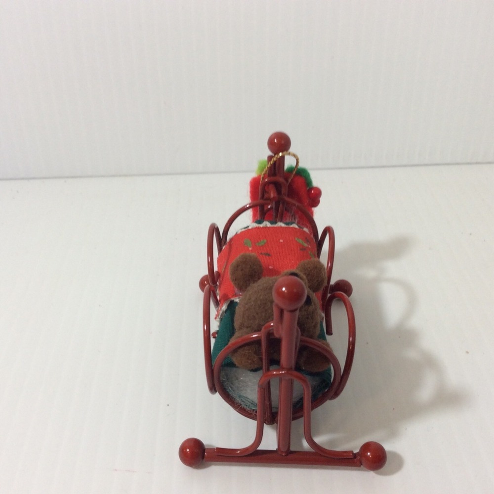 Miniature Bear in Bassinet Bed Christmas Decoration Ornament Swings Stocking 3" - Picture 12 of 12